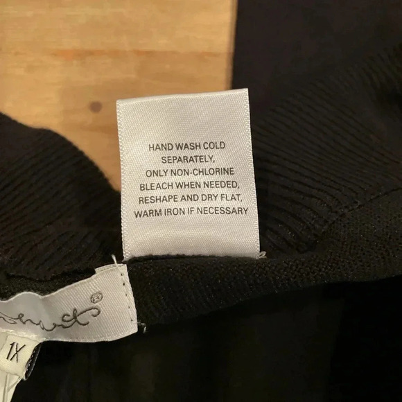 NWT Women's Keren Hart Black Wide Leg Knit Pants 1X Minimalist Monochrome - Picture 12 of 13